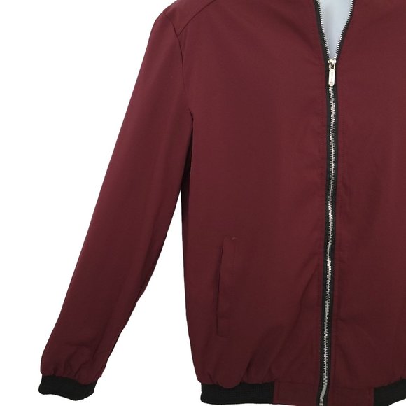 Sandbank Front Zip Lined Golf Windbreaker Mens Size M Maroon Black Lightweight - Picture 6 of 12